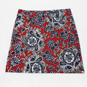 LOFT Pink Blue Floral Paisley Mini Skirt 6 Cotton Preppy Dopamine